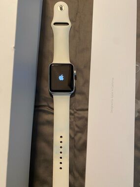 Apple Watch with White Sport Band - Classic Apple Wearable 42 mm
